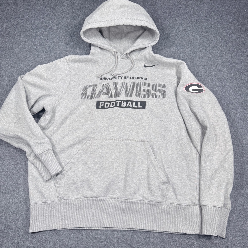Nike University of Georgia Dawgs Football Hoodie Gray Mens Large UGA Pullover